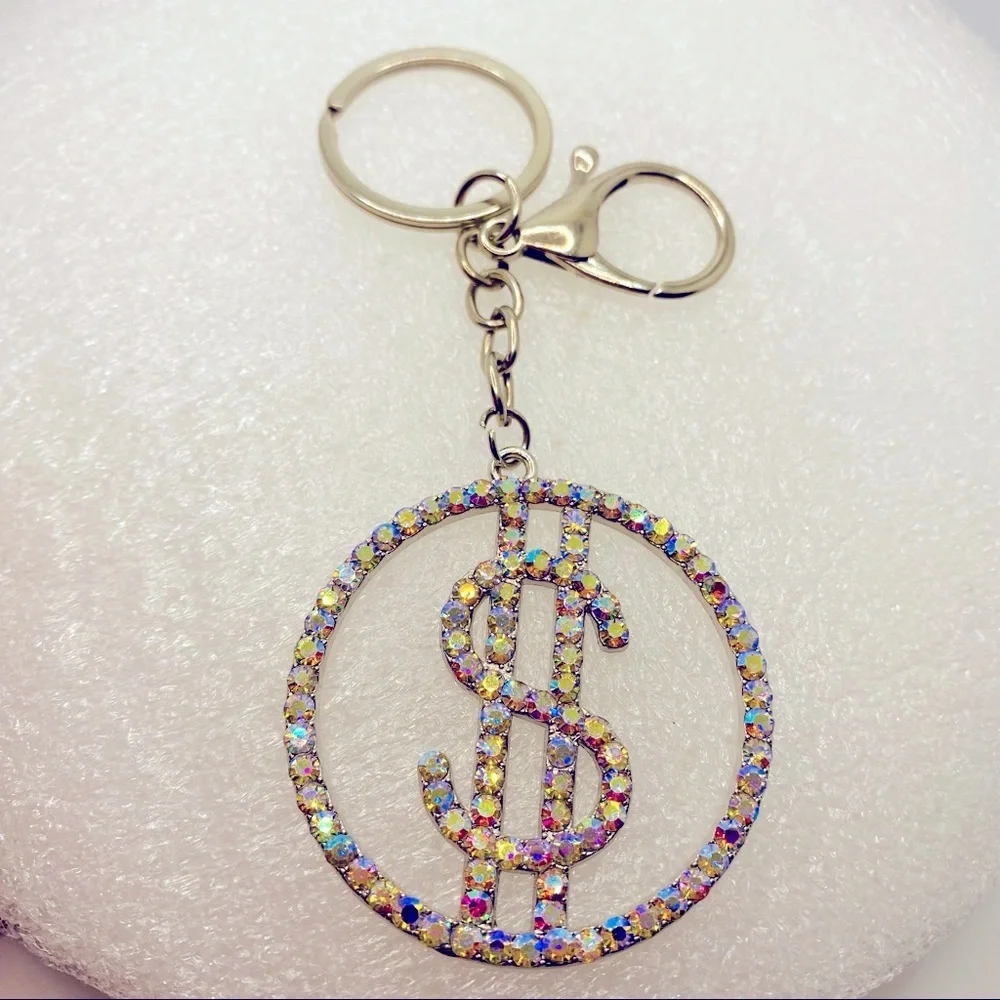 Purse Charm Key Chain Crystals Iridescent
